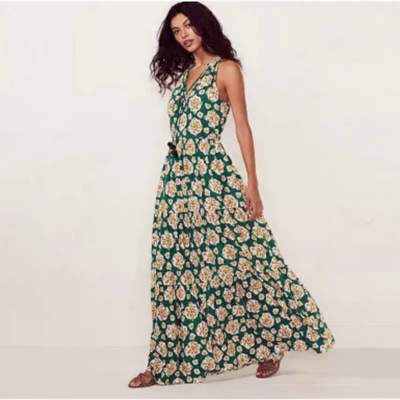 Lauren Conrad Green floral dress, size xs